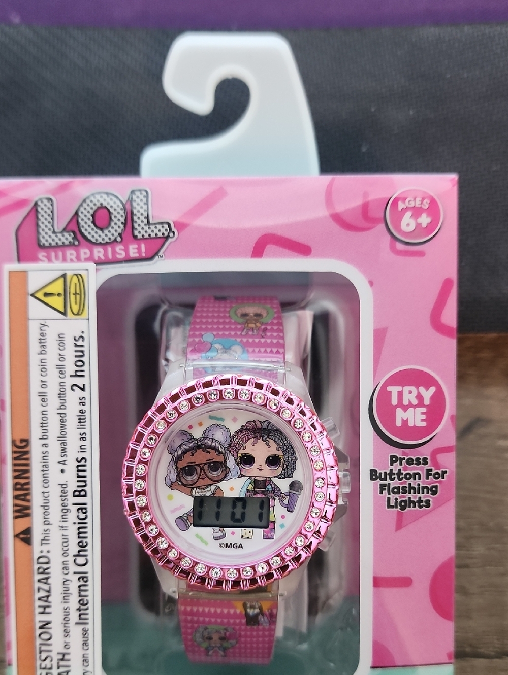 L.O.L. Surprise! Pink Rhinestone Bezel Digital Flashing LCD Kids Watch